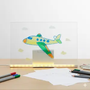 Children's Glow Drawing Board 3-in-1 Reusable Whiteboard with Multi-Color Pens Set. Acrylic Message Board Desktop Decor, Fun Learning Night Lamp for Bedroom, Creative Gift for Boys Girls. Repeatable Writing & Drawing Toy for Birthday Festival.