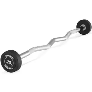 Pre-Loaded EZ Curl Barbell Set – 20 lb Fixed Weight Barbell for Strength Training & Weightlifting with Knurled Handle Design & Durable PVC Coating Muscle Exercise Equipment Home Gym Equipment