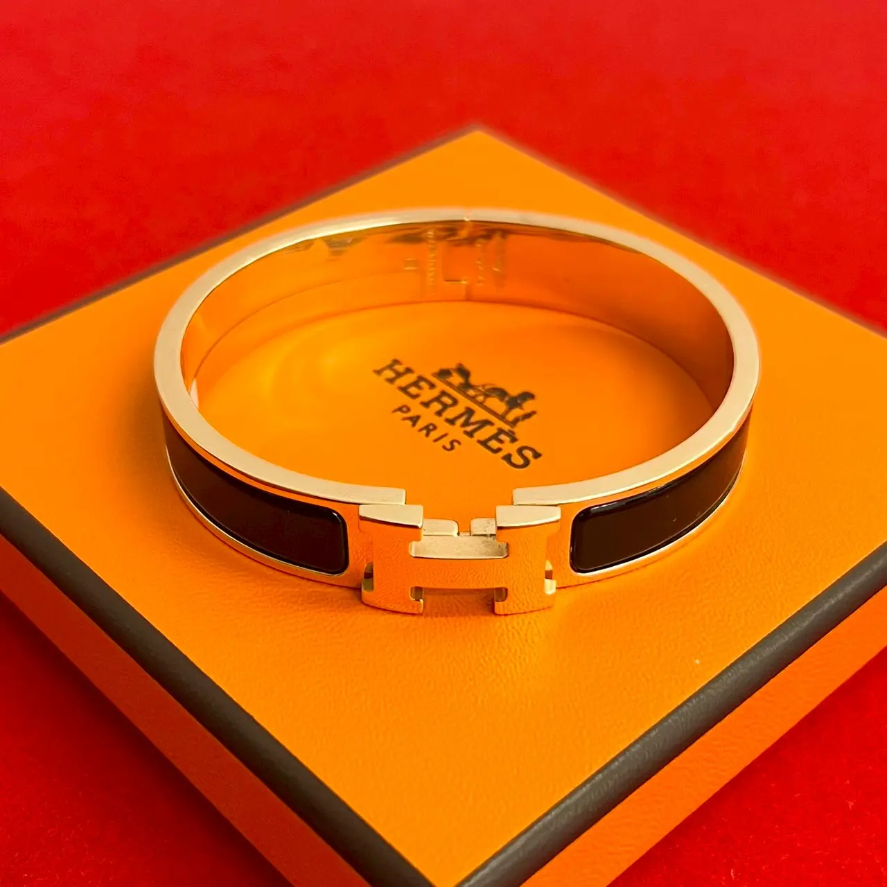 Pre-owned HERMÈS Stainless Small Leather Goods Hermes Click H Bracelet Size 17