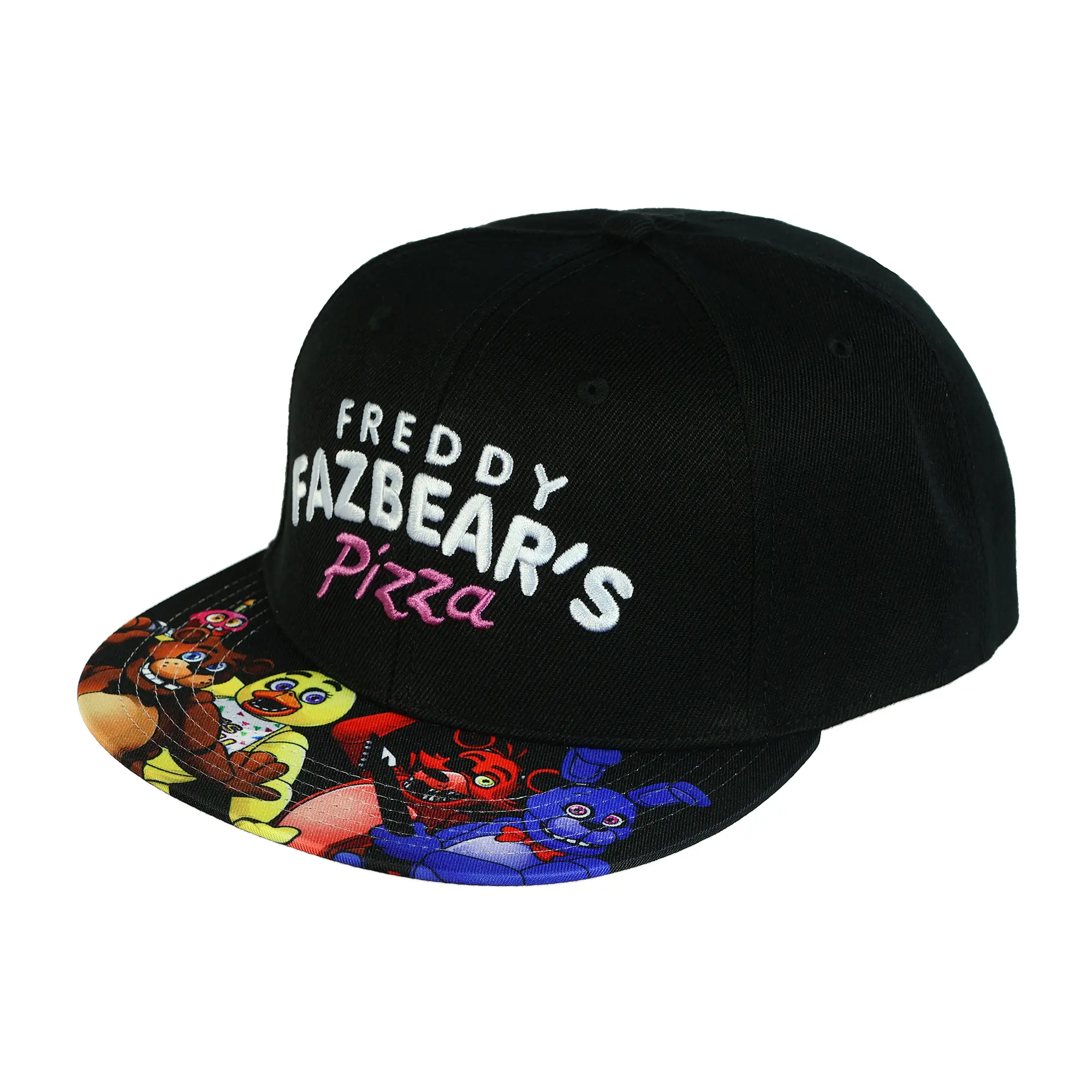 Five Nights at Freddy's Snapback Hat Fazbear's Pizza Embroidered Flat Brim Cap OSFM