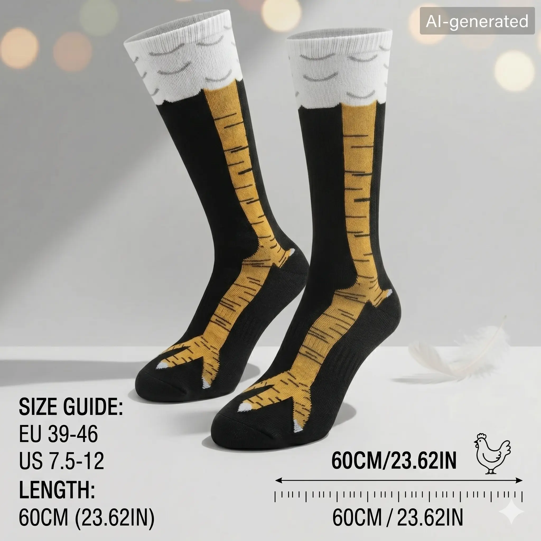 Unisex Funny Chicken Leg Socks Novelty Crazy Animal Claw Knee High Socks Gag Gift for Men & Women