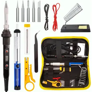 Soldering Iron Kit 80W – Digital Adjustable Temperature Soldering Tool Set with 5 Precision Tips, Desoldering Pump, Solder Wire, Stand for Electrical Repairs, and Metal Work