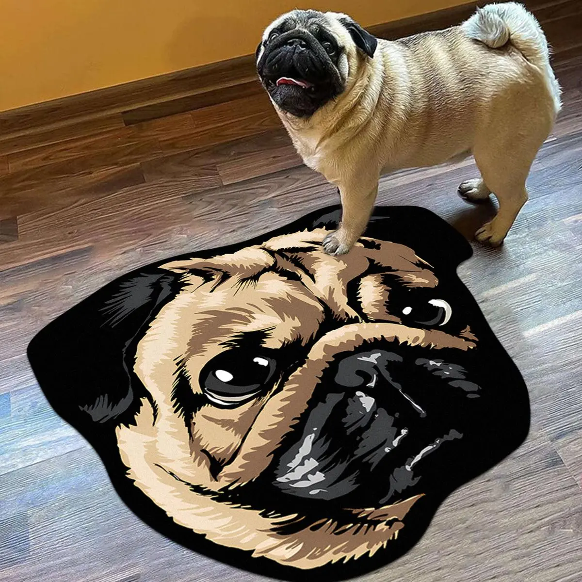 Cute Pug Pattern Area Rug, Home Decor Rugs, 1 Count Non-slip Soft Floor Mat, Decorative Carpet for Home Living Room Bedroom, Foldable Floor Mat for Indoor, Animal Print Rug