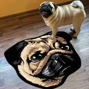 Cute Pug Pattern Area Rug, 1 Count Non-slip Soft Floor Mat, Decorative Carpet for Home Living Room Bedroom, Foldable Floor Mat for Indoor, Animal Print Rug
