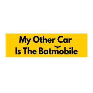 "My Other Car is the Batmobile" Vinyl Bumper Sticker (Yellow w Black Letters)