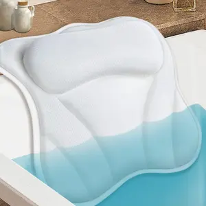 Bath pillow for tub bathtub pillow for head and neck 4d air mesh spa bath tub pillow headrest with nonslip 6 strong suction cups luxury bathtub pillow soaking tub bathroom bath gifts