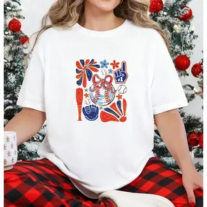 Coquette Baseball T Sshirt Girly Baseball Red White Blue Baseball Retro Baseball Shirt Red White Blue Baseball Patriotic Baseball