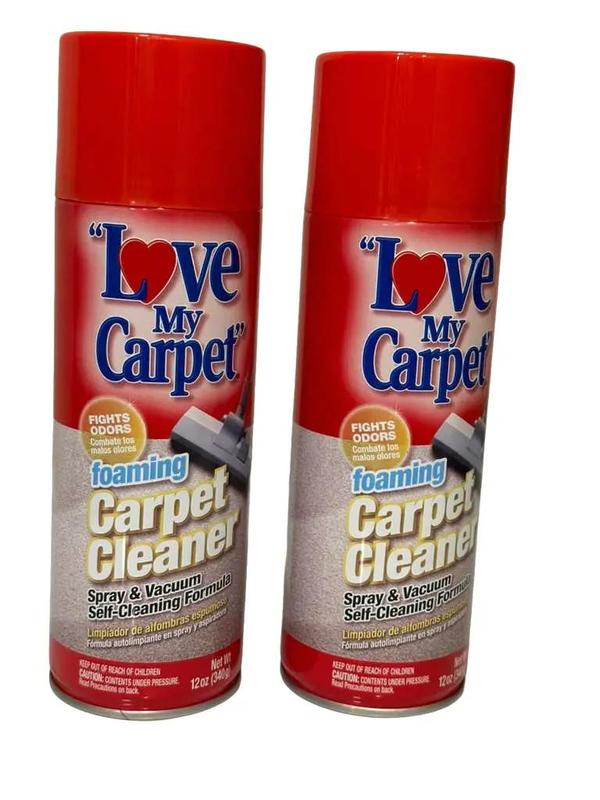 Love My Carpet Foaming Carpet Cleaner 12 oz Self-Cleaning Formula Odor Eliminator Pack of 2 Spray & Vacuum Cleaners Powerful Cleaning Solution