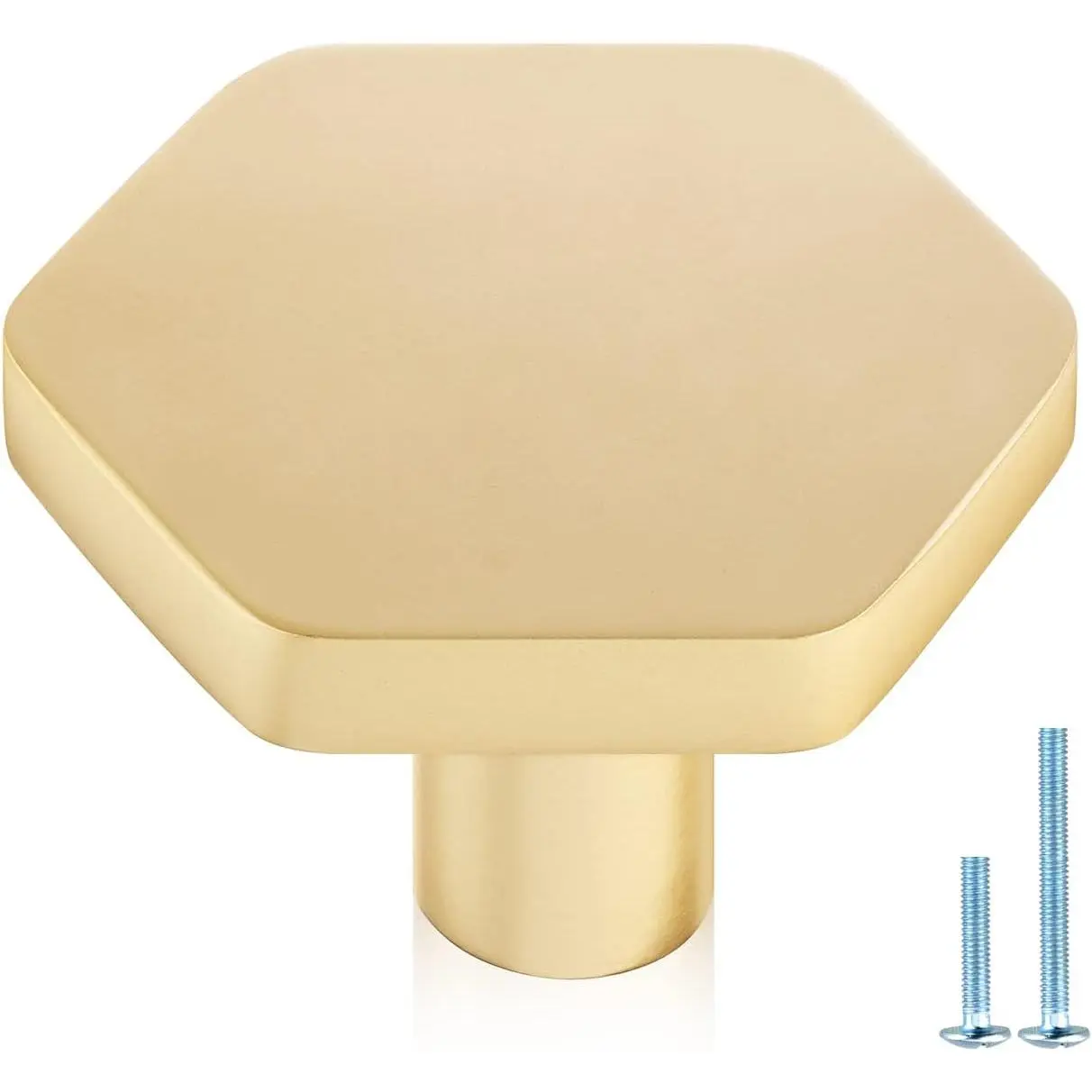 6-Pack Gold Cabinet Knobs for Dresser Drawers, 1-1/4 inch Hexagon Knobs for Kitchen Cupboard Bathroom Closet, Matte Gold Finished