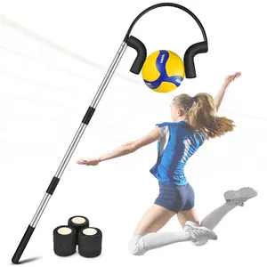 Volleyball Spike Trainer, Adjustable 40"-71.6" Volleyball Hitting Trainer, Double Arc Protection Quick Pickup Volleyball Spike Aids with 3 Replacement Bandages, Black