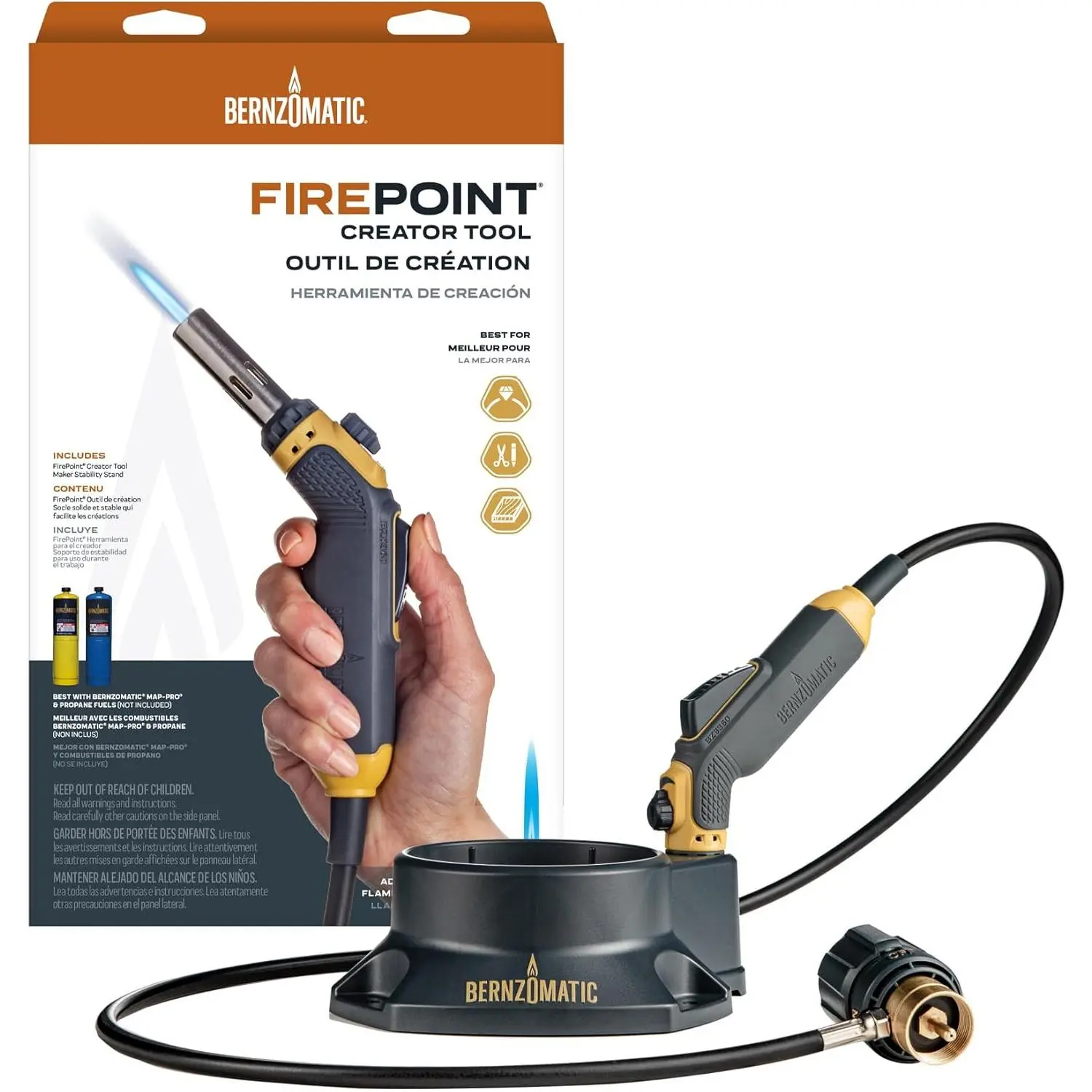 FirePoint Creator Tool, Precision Flame Hand Torch for use with  MAP-Pro or Propane Fuel (Firepoint Tool)