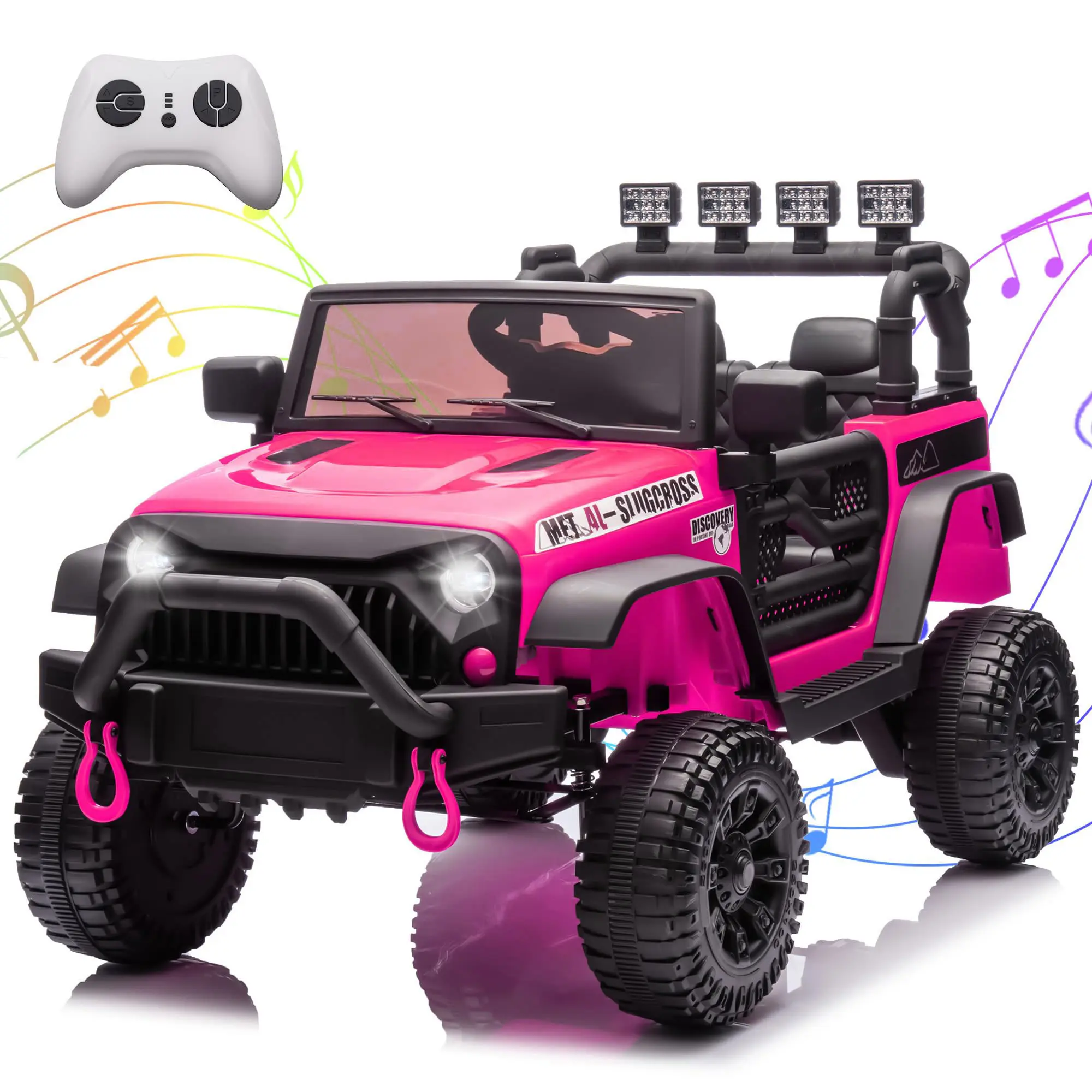 Battery-Powered 24V Kids Ride On Car with Parent Remote Control, 400W Motor, 4-Wheel Suspension, Adjustable Speed, USB, MP3, Bluetooth, Large Display, Power Indicator, Portable Handle, Safety Belt for Ages 3+