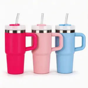 14oz Straw Tumbler with Handle for Toddlers | Portable Stainless Steel with Silicone Straw | 100% Leakproof Insulated Tumbler | Keeps Ice 24+ Hours | Cup Holder Friendly Base | BPA-Free Reusable Straw