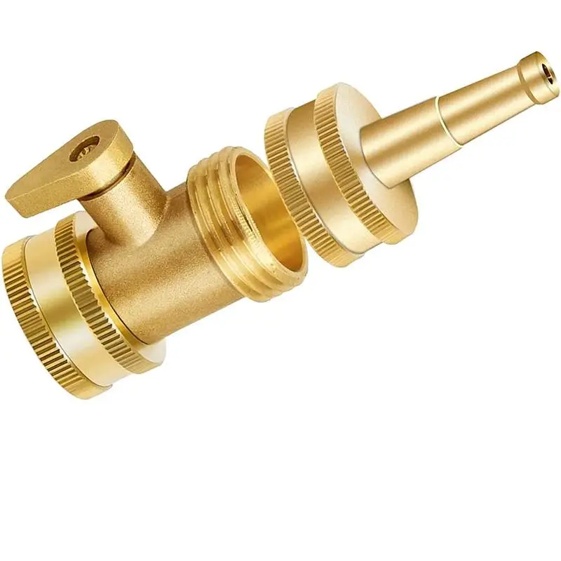 Jet Nozzle High Pressure Hose Nozzle (1 Set), Water Hose Sprayer Nozzle with Garden Hose Shutoff Valve, Solid Brass 34 GHT Connector for Rain Barrel W