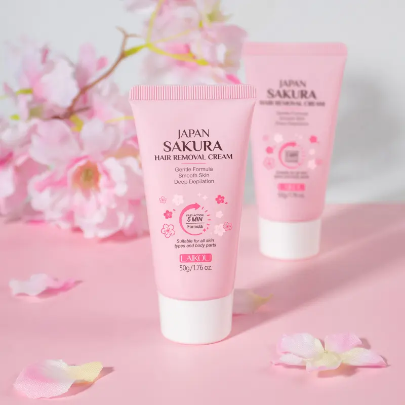 Gentle Hair Removal Cream with Sakura 50g, Body Hair Remover, Suitable for Legs & Underarms, Moisturizing & No Dark Spots