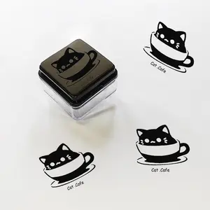 Cute Cat Pattern Stamp, 1 Count Clear Coffee Cup Stamp, Decorative Stamp for DIY Scrapbooking, Journaling, Gift Wrapping