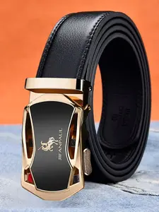 Men's Automatic Buckle Lychee Pattern Casual Dress Belt As Gifts, Business Casual Pu Leather Belt for Trousers, Male Casual Trendy Waistband for Daily Wear, without Box