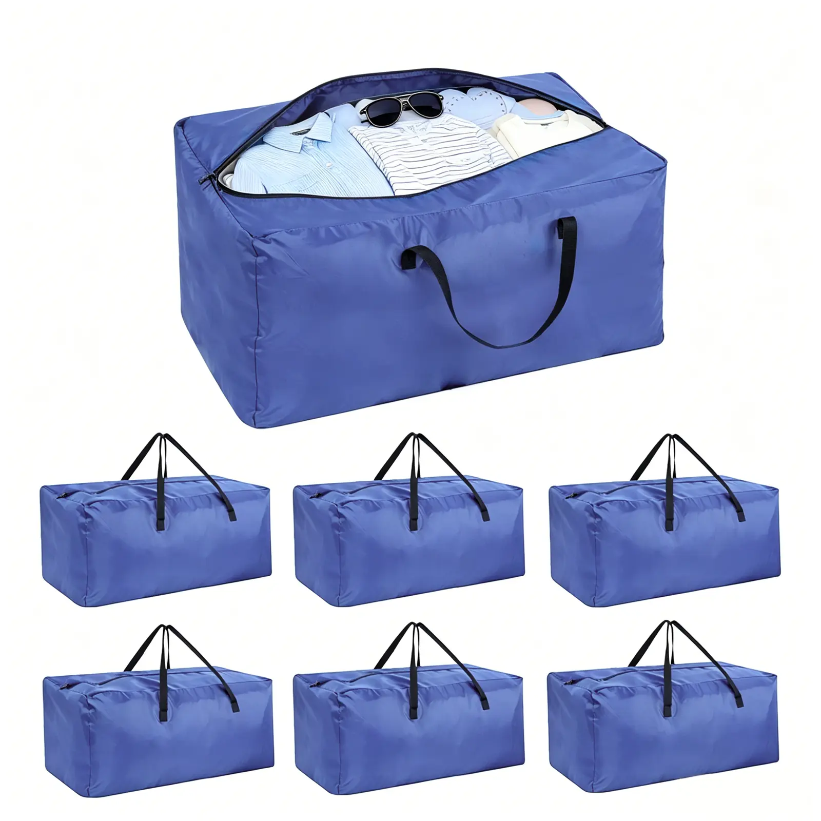 6-Pack Extra Large Heavy Duty Moving Bags with Strong Zipper Carrying Handle, Sturdy Durable Waterproof Clothes Storage Bags Totes Closet Organiser Packing Storing Moving Supplies for College Dorm, Travel, and Home Organization, Navy #tiktokshopsummersale