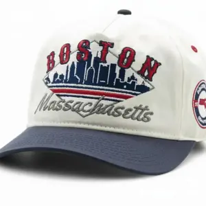 Boston “The Fenway” Snapback – Vintage Skyline 5-Panel Hat  Red Accents, Ballpark-Inspired Embroidery _ Unstructured Fit for Beantown Fans - TikTok Shop