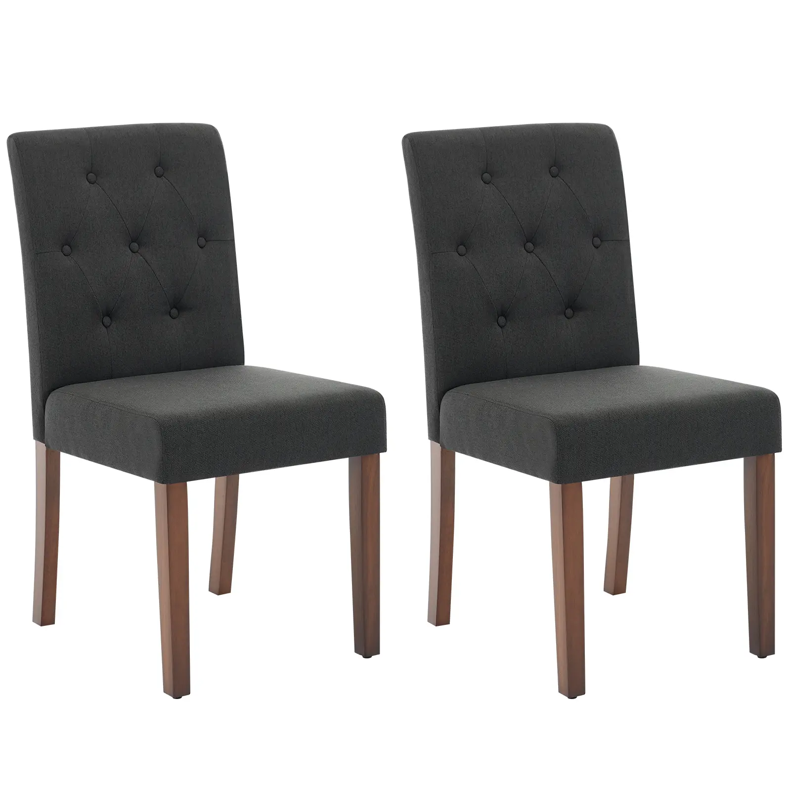 Modern 2-Piece Button Tufted Linen Dining Chairs - Upholstered High Back Parsons Side Chairs with Sturdy Wood Legs, Back-Friendly, Chic, Comfortable, Decorative, Easy, for Dining Room, Living Room, Chic Dining Chairs, Comfortable Dining Chairs