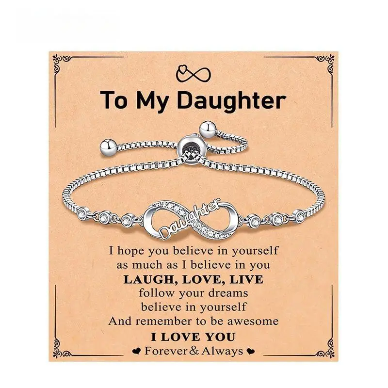 Infinity Love Heart Design Crystal Bracelet - Fashionable Women's Jewelry with Inspirational Message Card, Ideal Love Gifts & Gifts for Women for Birthday, Valentine's Day, Fashionable Bracelet