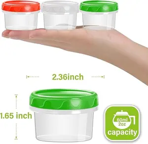 2 oz Plastic Containers with Lids Small Salad Dressing Container To Go Condiment Sauce Dipping Cups Jar Airtight,12-pack