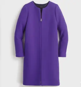 J.CREW collarless COAT IN ITALIAN DOUBLE-CLOTH WOOL. SIZE: 0. COLOR: purple. item: a8918.