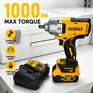 DeWalt DCF900 20V Max XR Brushless Impact Wrench High Torque 1/2" Anvil Lithium Battery Professional Grade with Hog Ring Anvil & Battery Charger Kit