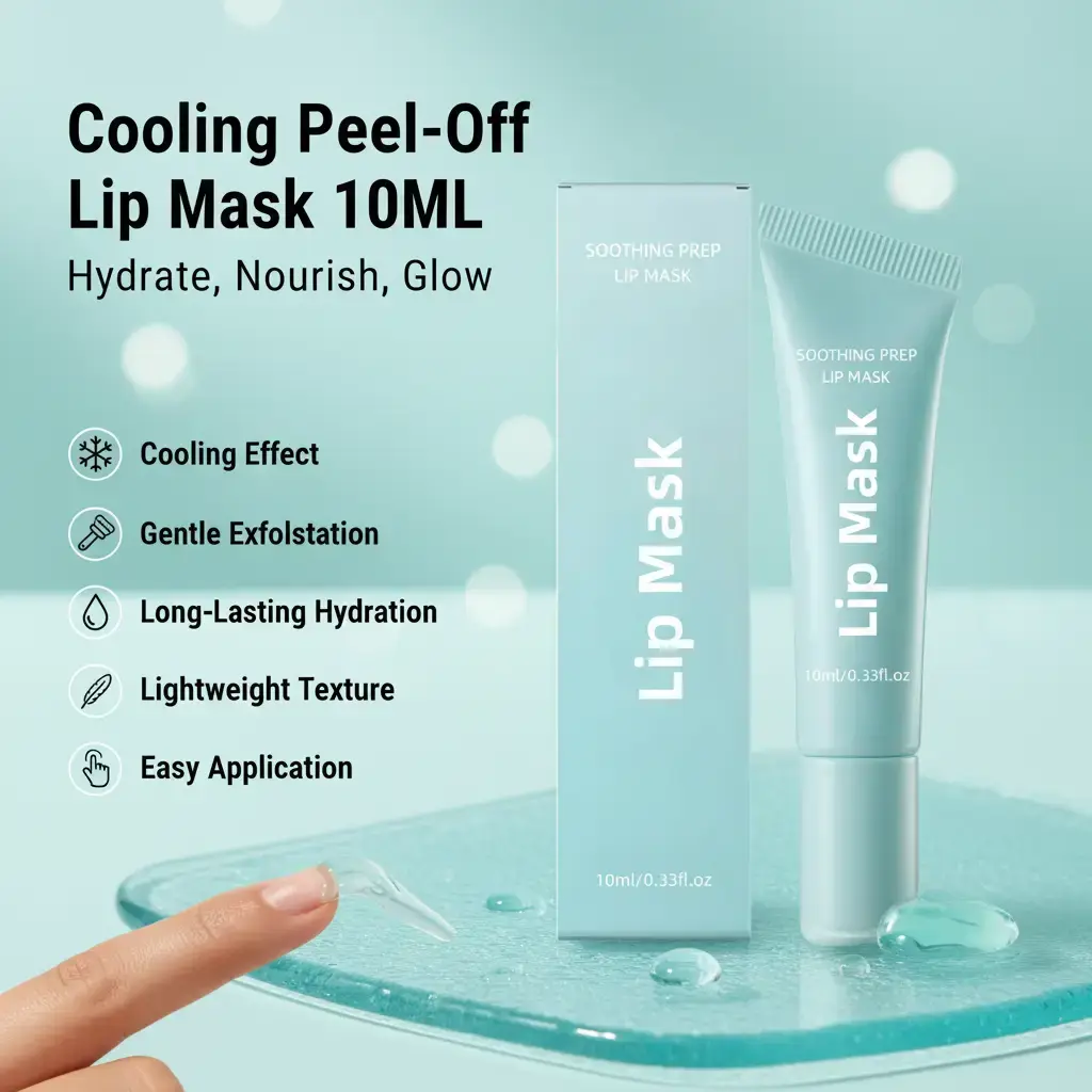 Peel-Off Soothing Prep Lip Mask, Cooling Peel Off Lip Mask, Gentle Exfoliator for Lips, Hygienic & Easy Application, Lightweight Texture Delivers Long-Lasting Hydration And Deep Nourishment.10ml/0.33 fl.oz