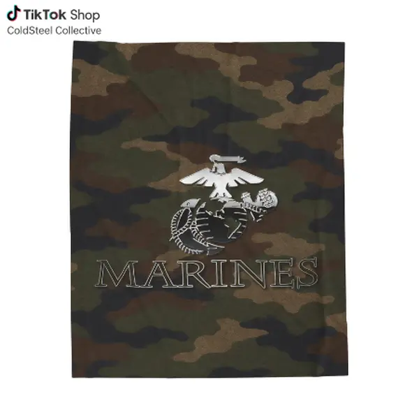 Marines Woodland Camo Blanket, Eagle Globe Anchor Military Throw Blanket, Tactical Veteran Service Member Gift, Cozy Bedding for Bedroom, Sofa, Camping and Military Family Home Decor