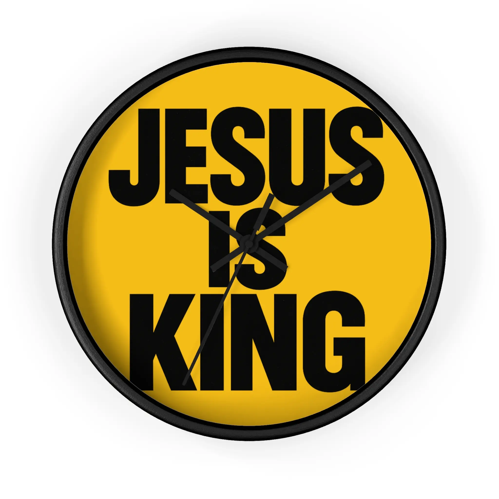 Yellow Minimalist Jesus is King Wall Clock, Christian Home Decor, Religious Gift, Modern Wall Art, Inspirational Timepiece