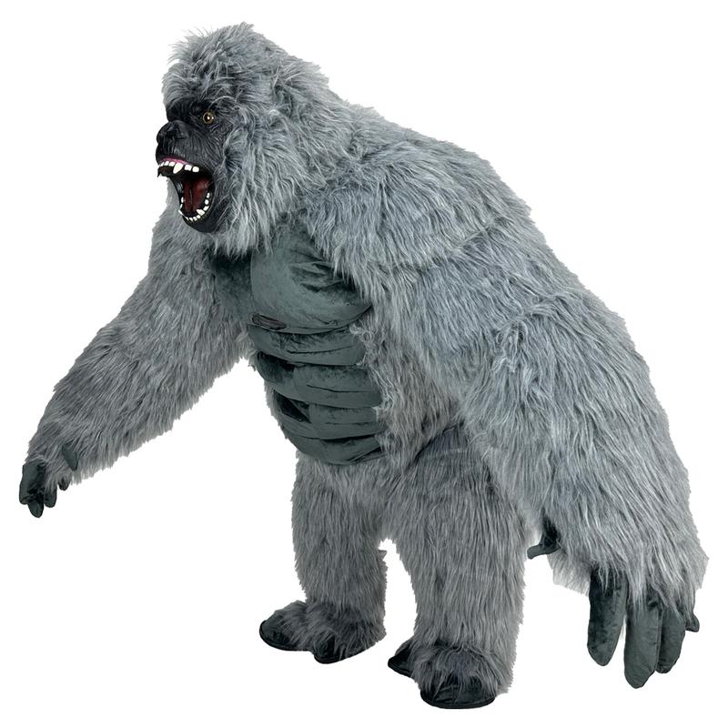 2.6m Gray Giant Gorilla Mascot Inflatable Costume Plush Jumpsuit Halloween Adult Cosplay Party Carnival Dress Up Suit w/Battery