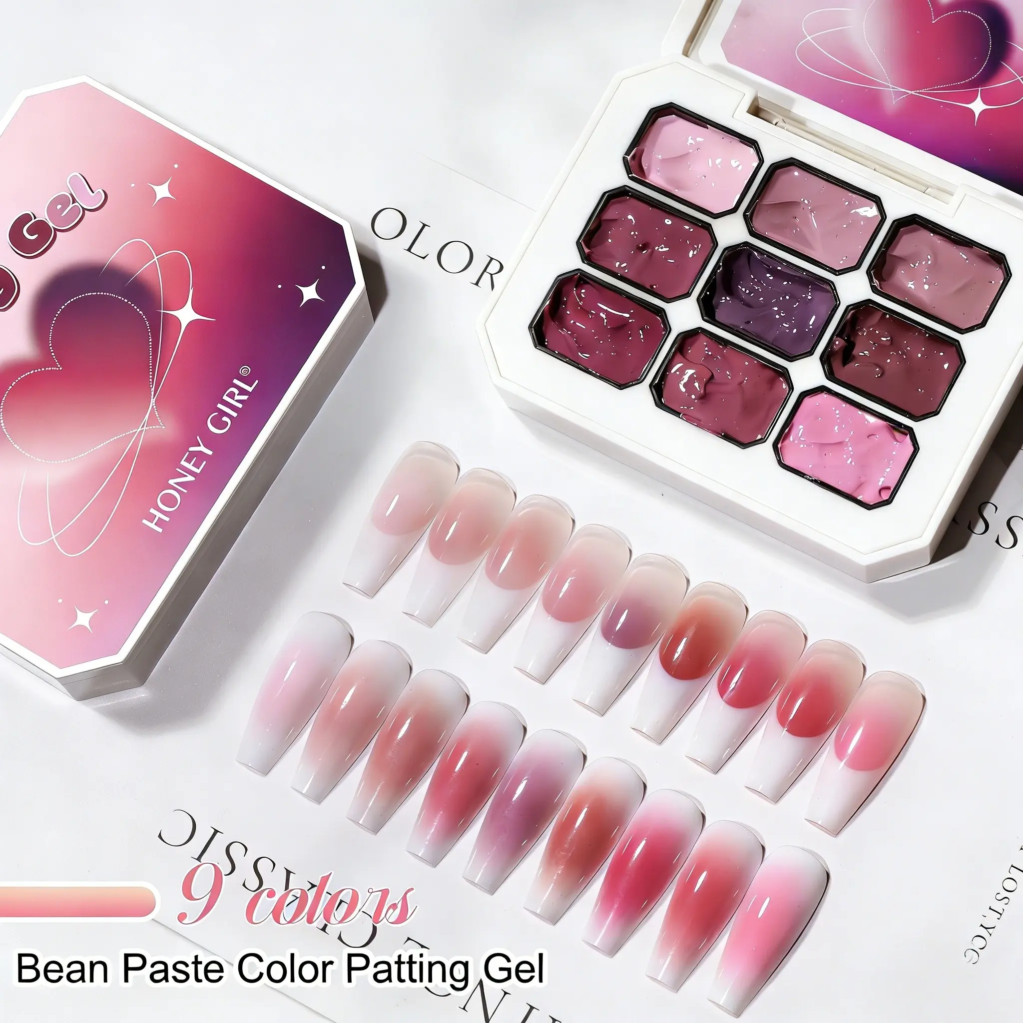 9 Color Bean Nail Gel, High Saturation Glossy Nail Kit, Fashion LED Nail Art, Perfect Gift, Solid Nail Polish Set, Patting Gel, Manicure, Nail Polish Gifts, Nail Products