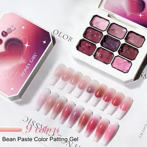 9 Color Bean Nail Gel, High Saturation Glossy Nail Kit, Fashion LED Nail Art, Perfect Gift, Solid Nail Polish Set, Patting Gel, Manicure, Nail Polish Gifts