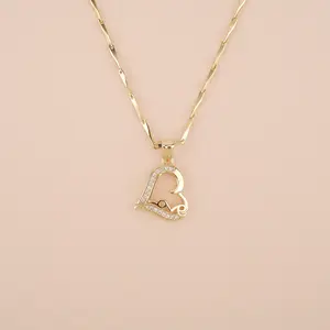 MEIITRUE 14K Gold Plated Cubic Zirconia Necklace for Women, Dainty Heart Pendant Necklace, Elegant Love Jewelry Gifts
