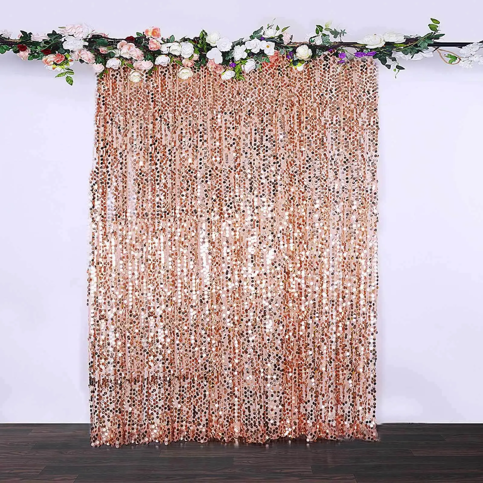 Blush Pink Big Payette Sequin Backdrop Drape Curtain - 8ftx8ft Photo Booth Room Divider Panel, Festival Accessories for Birthday Party, Quinceanera Decorations, Ceremony, Room Dividers, Do Not Wash, One-Piece