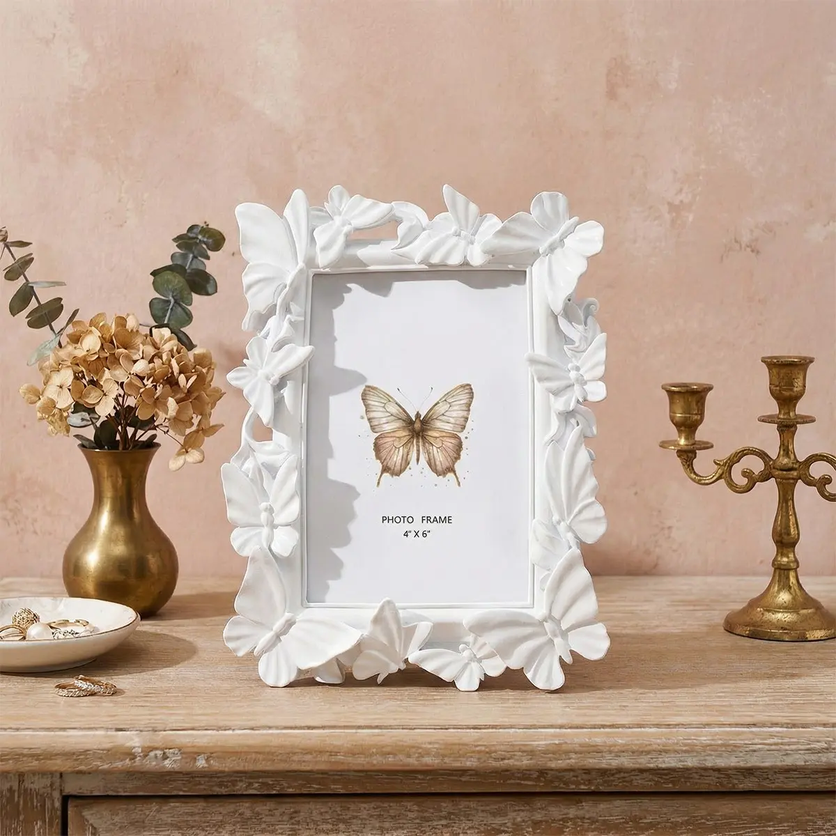 European Style Resin Butterfly Frame, Modern Rectangular Photo Display, Gold Silver Color, Home Decor, Photography Props, Home Decor Accessory, Photo Frames