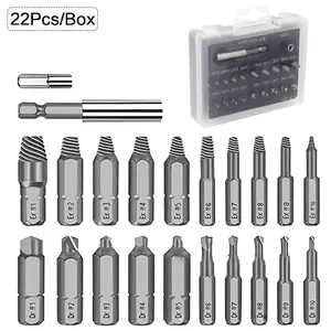 Damaged Screw Extractor Set (22pcs/set), High Speed Steel Broken Bolt Extractor, Screw Remover Kit for Broken Screw