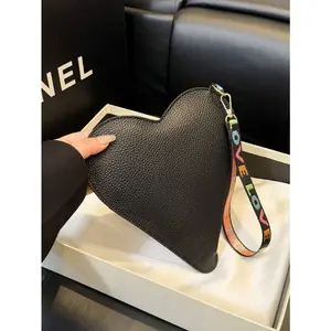 Women's Stylish Personalized Heart Shape Solid Color PU Leather Mini Clutch Bag, Elegant Coin Purse, Vintage Daily Work Commuting Wallet Handbag