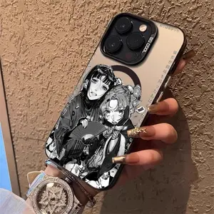 anime cartoon, Accessories Phone Case for iPhone 17 16 15 14 13 12 11 Pro Max Air Magnetic MagSafe Matte Laser Metallic Phone Case, Aurora Gradient Finish with Smooth Matte Texture, Durable Scratch-Resistant Protective Cover