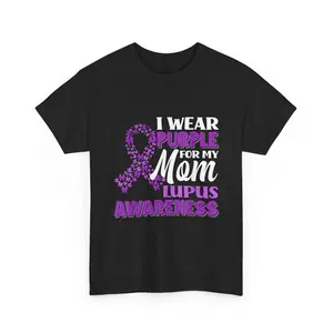 I Wear Purple For My Mom Lupus Mother T-shirt Lupus Awareness Month Support Purple Ribbon Tee