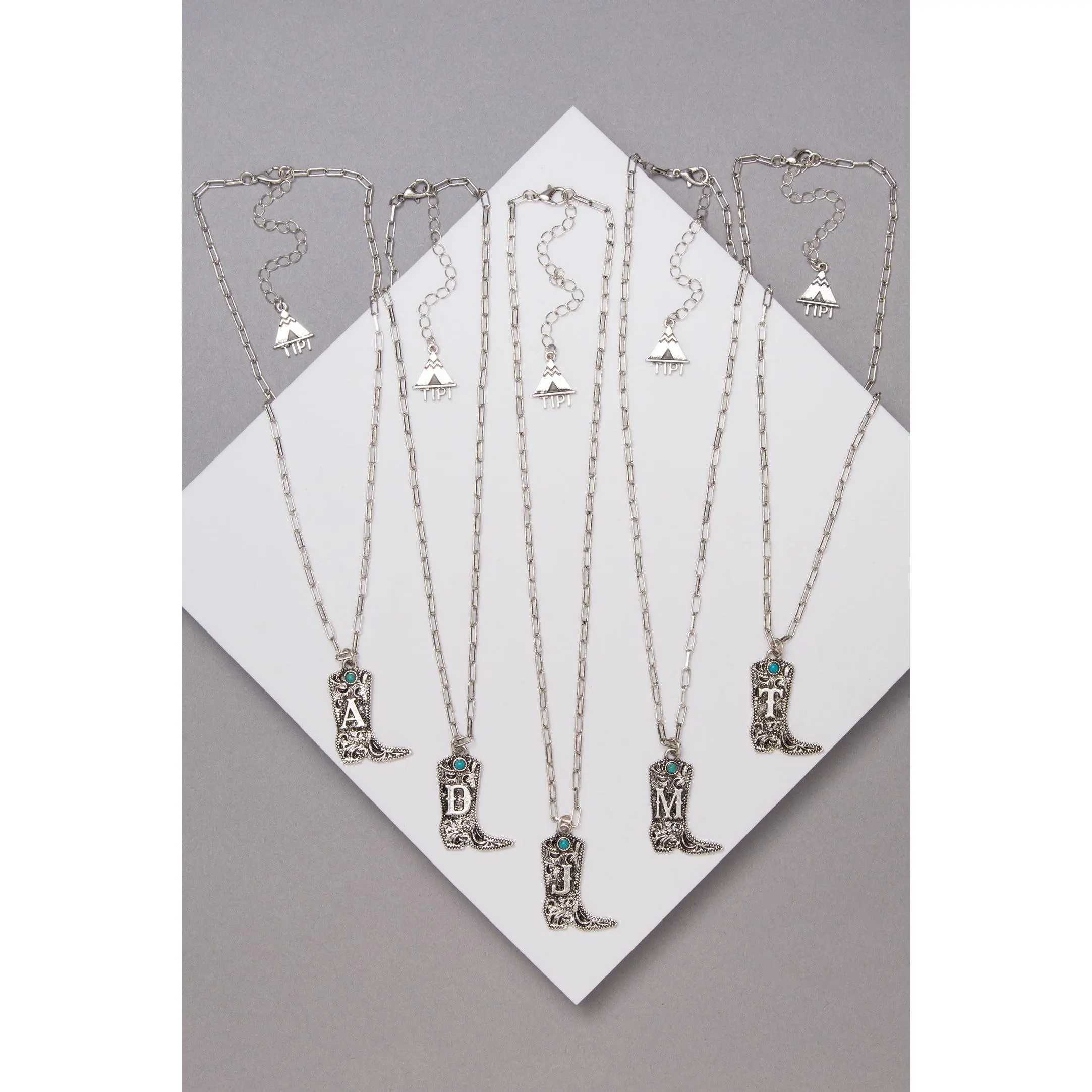 Clara Western Initial Boot Pendant Necklace
