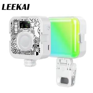 【DealsForYouDays】LEEKAI P6 RGB Video Light, Portable Photography Lighting with Clip for Phone/Laptop, Cold Shoe Light, CRI95+, 2500K-9000K, 22 Lighting Effects, Fill Light Accessories for Photography, Content Creator, Streaming
