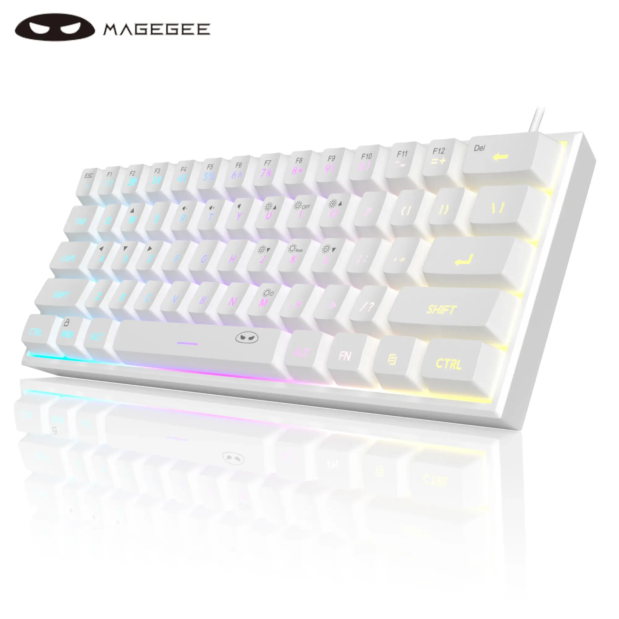 Magegee Mini 60% Gaming Keyboard, RGB Backlit 61 Key Ultra-Compact Keyboard, TS91 Ergonomic Waterproof Mechanical Feeling Office MageGee