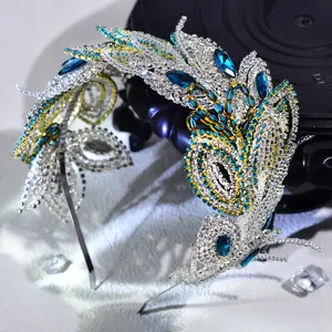 One Piece Rhinestone Hairband for Women, Shiny Hair Accessory for Photography, Gorgeous Peacock Headpiece, Fashion Accessory
