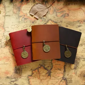 Traveler's Notebook, 1 Set Mini Loose-leaf Notepad, Including 1 Count Notebook & 2 Counts Replacement Cores & 1 Count Coin Pendant, Office Stationery & Supplies