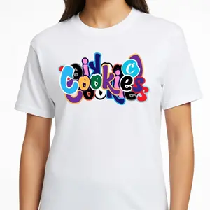 Cookies T-Shirt - Multicolor Letters Graphic Tee in Many Colors - Unisex Cotton Crewneck T-Shirt for Men & Women, Full Sizes Available, Ultra-Soft Premium Drape Fabric