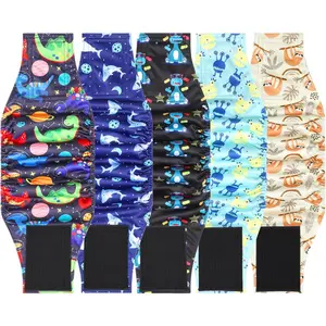 5 Pack Reusable Male Dog Diapers, Premium Belly Bands for Male Dogs, High Absorbing Pee Wraps for Incontinence, Excitable Urination and Training, Size S