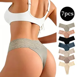 Women's Seamless Scallop Trim Underwear Set, Comfortable Breathable Antibacterial Panties, Fitted Casual Everyday Style for All Seasons