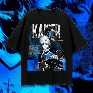 Blue Lock Michael Kaiser Anime Manga Football Graphic T-Shirt Soccer Style Heavy Cotton Streetwear Japanese Anime Merch for Fans